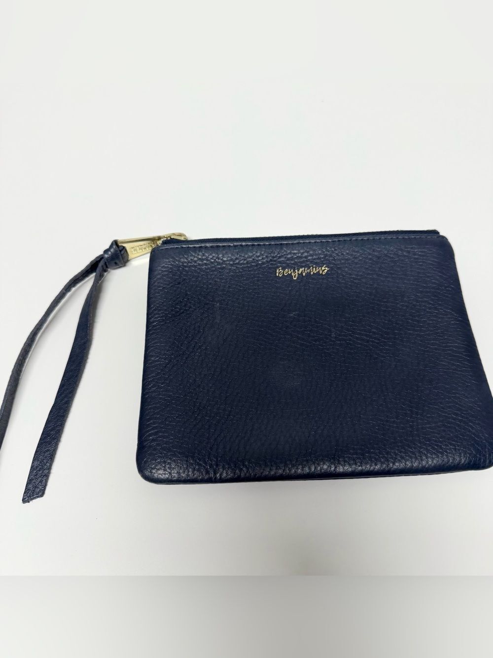 Aimee Kestenberg Benjamins Navy Pebble Leather Zip Pouch